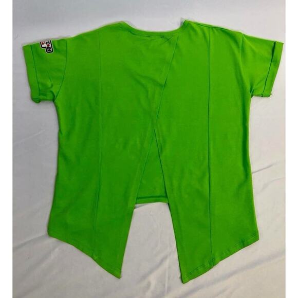 Vintage Y2K Neon Green Cutout Cotton Top Punk Retro Dopamine Size 2 Angie - Picture 10 of 10